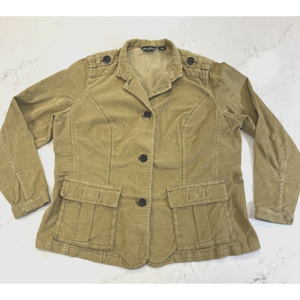 Eddie Bauer Corduroy Jacket Womens Plus Sz 1X Tan Button Boho Y2k 90's Shacket